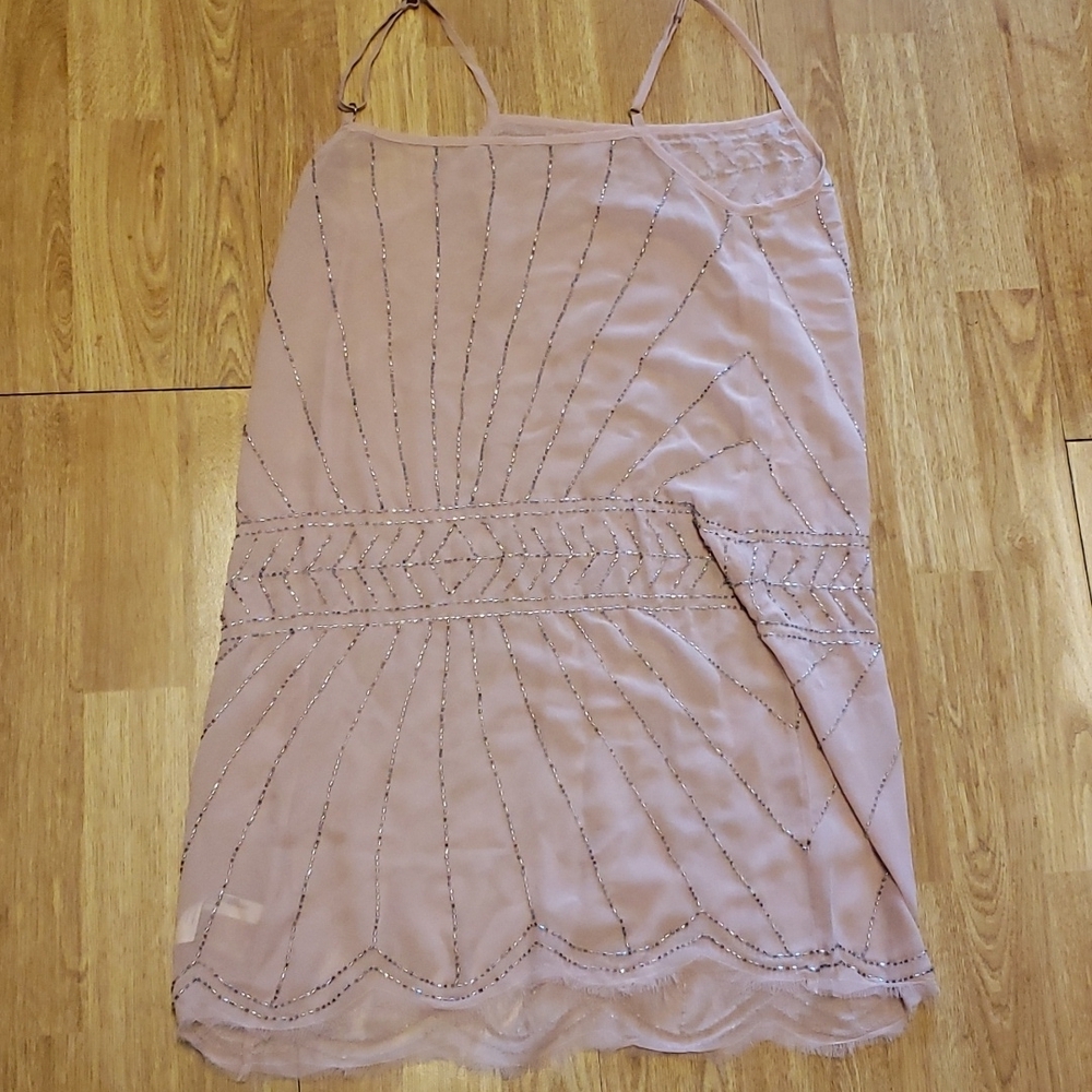 Free People blush beaded sheer art deco dress sz small - Picture 4 of 5